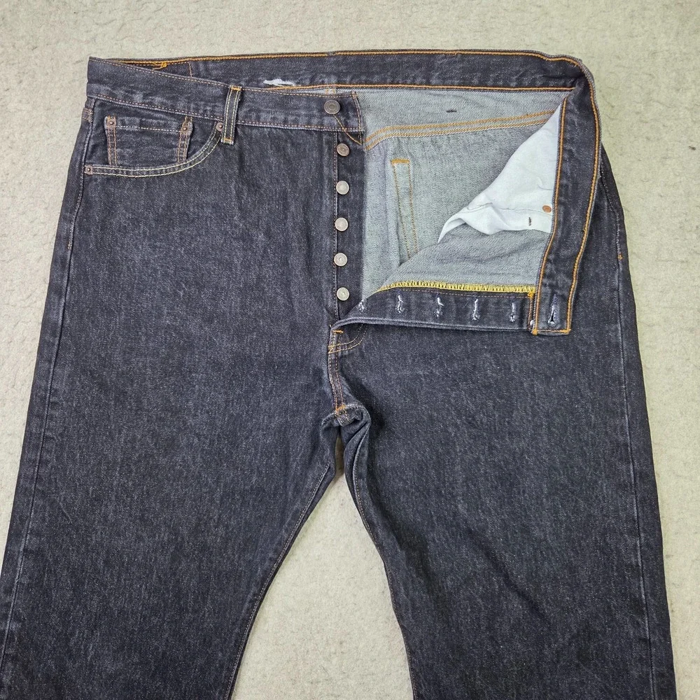Levi's 501 Original Fit Jeans Mens 42x30 Black Denim Straight Leg 100% Cotton